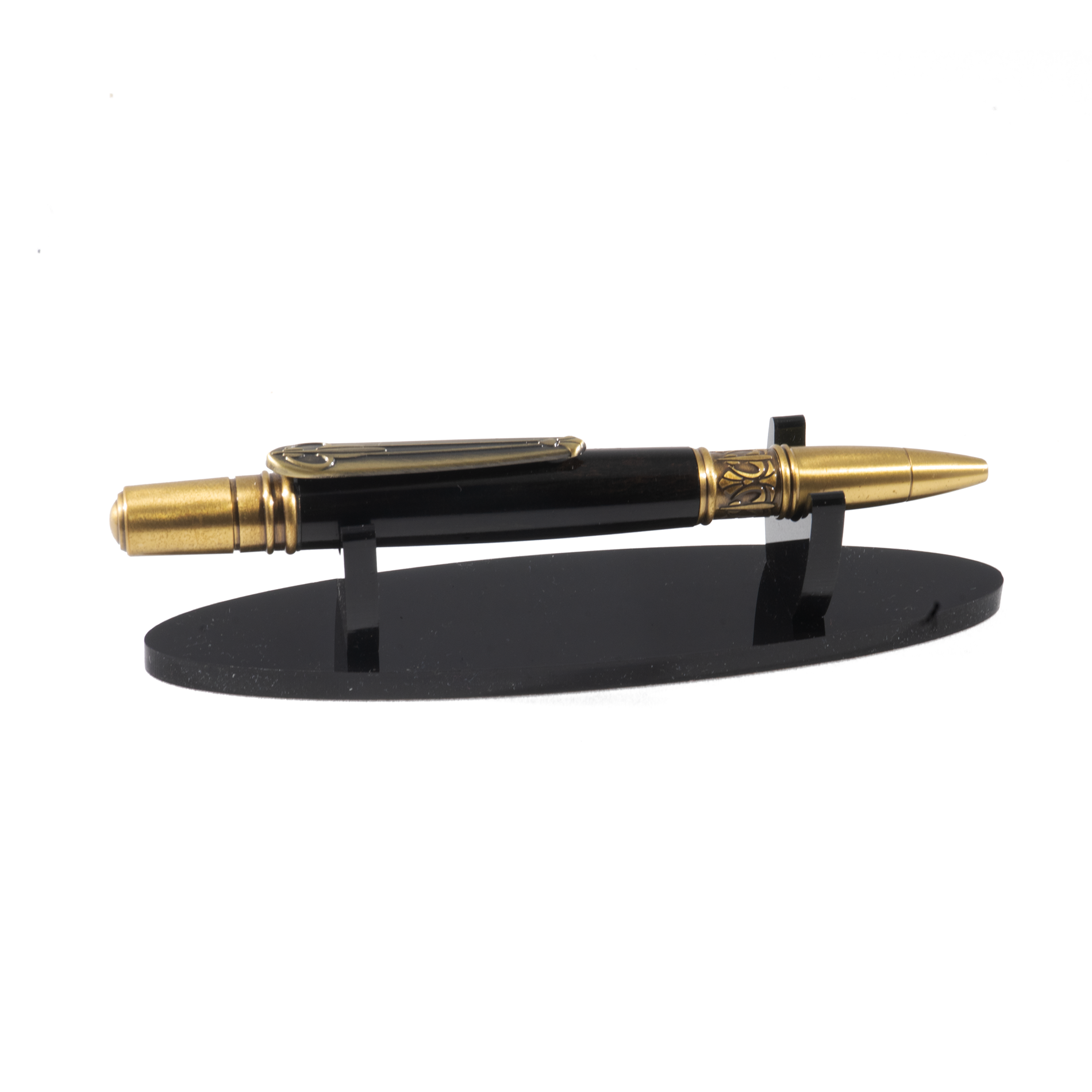Cobalto handgemaakte balpen in diepzwart ebbenhout met Antique Brass mechanisme – Stylograph