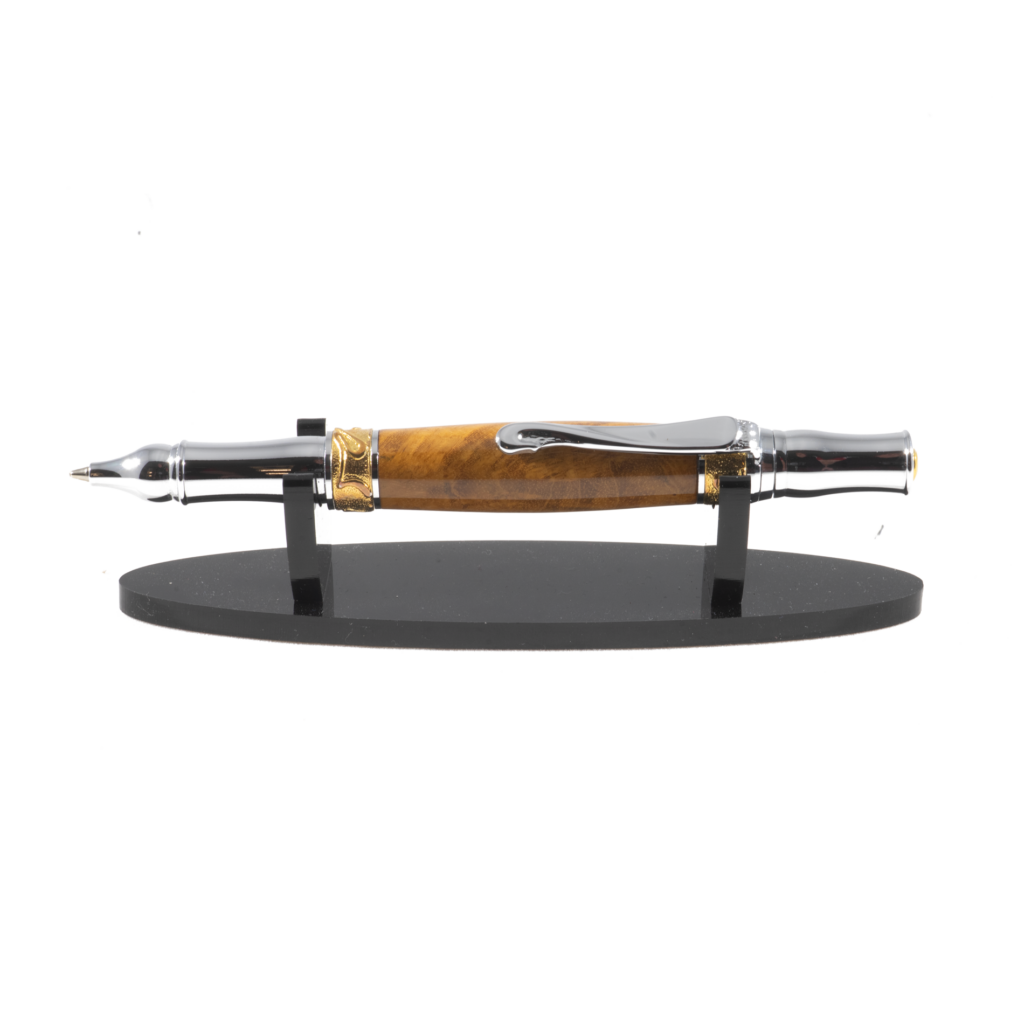 Tramonto luxe Art Nouveau balpen in Burmese Teak Burl met 24-karaat goud en chroom – Stylograph